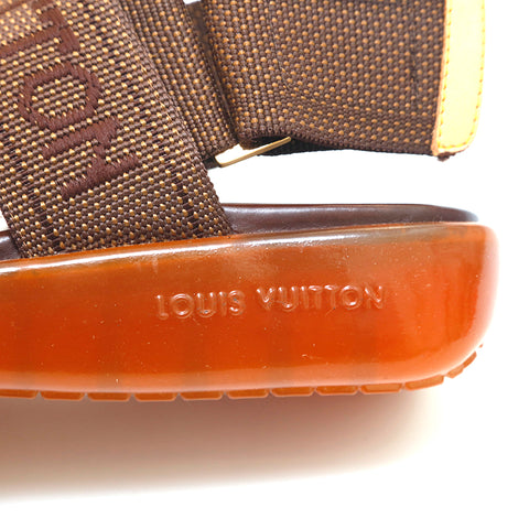 Louis Vuitton Louis Vuitton Back Strap Logo Sandal Brown P13903 – NUIR  VINTAGE