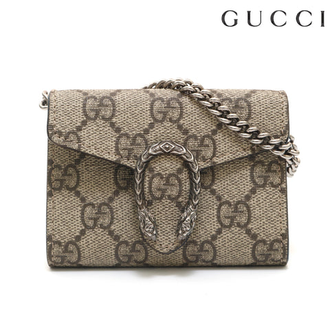 Gucci GUCCI GG Sprem Dionus Chain Wallet Card Case 574930 Beige P13916