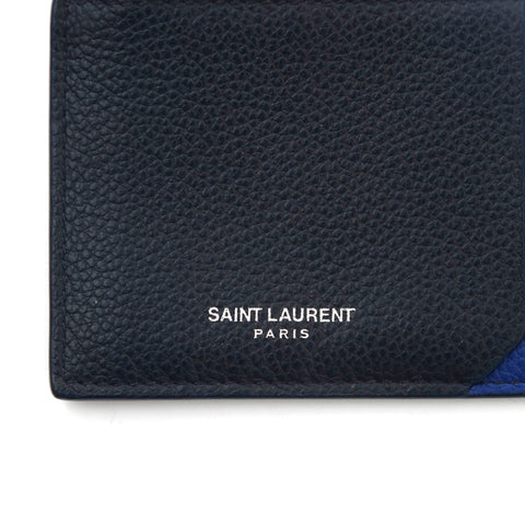 イヴ・サンローラン YVES SAINT LAURENT パスケース コインケース カードケース レザー ブラックxブルー P13919