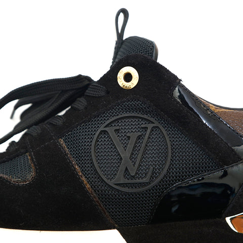 路易·威登（Louis Vuitton）会标跑道线运动鞋黑色X棕色P13925