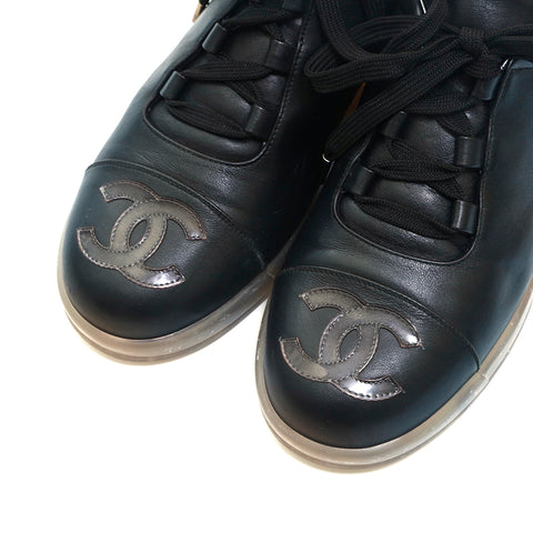 Chanel Chanel Coco Mark Clear Sohle Sneakers Leder Schwarz P13928