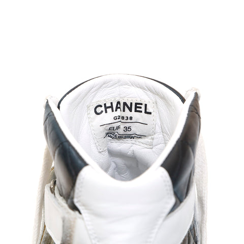 Chanel Chanel Sports Line Matrasse High Cut Sneakers Black X White P13930