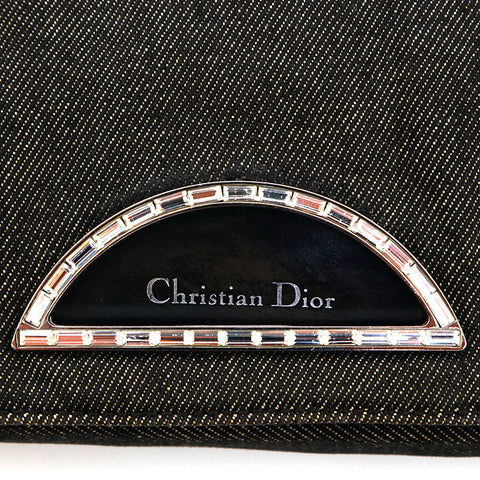 Christian Dior CHRISTIAN DIOR Denim Maris Pearl Shoulder Handbag Black P13936