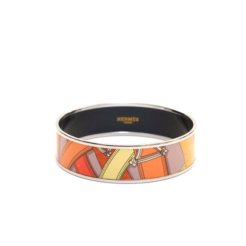 Hermes Hermes Emaille GM Bangle Silver x Orange P13943