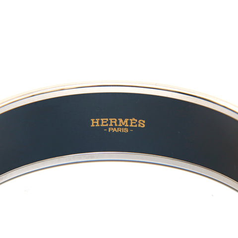 エルメス HERMES エマイユGM バングル シルバー×オレンジ系 WS2393