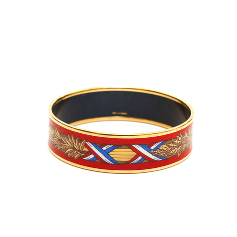 Hermes HERMES Emaille GM Bangle Gold x Red P13945