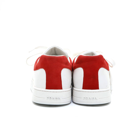 prada prada皮运动鞋白色X红色P13969