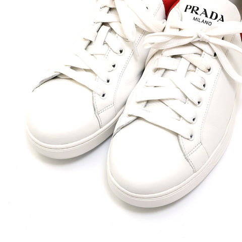 Prada PRADA Leather Sneakers White X Red P13969