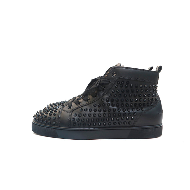 A13698 クリスチャンルブタン ツイードコンビスタッズスニーカー 黒 39