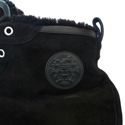 Hermès Hermes en daim portait des baskets hautes noires p13982