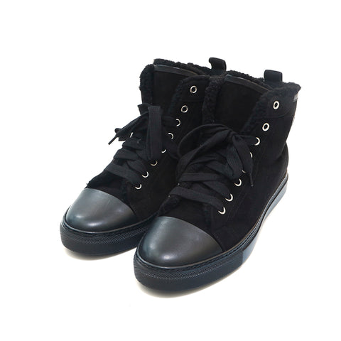 Hermes HERMES Suede Bore High Cut Sneakers Black P13982