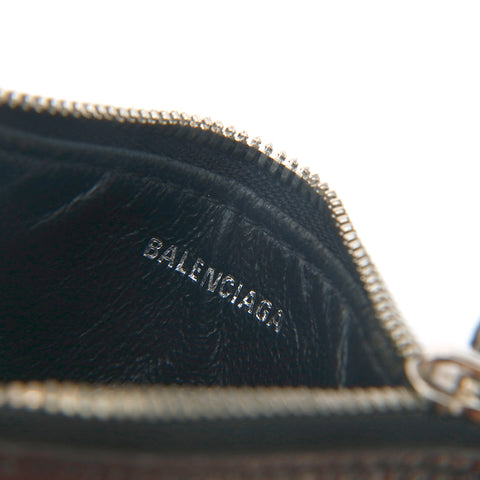 Balenciaga徽标皮革卡盒硬币盒黑色P13996