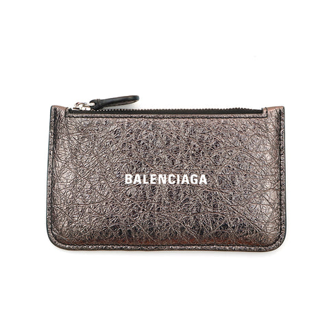 Balenciaga BALENCIAGA Logo Leather Card Case Coin Case Black P13996