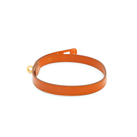 Hermes Hermes Leather Bracelet Duble Tour Kelly Bangle □ F Gravé 2002 VOIX WIFT ORANGE P14004