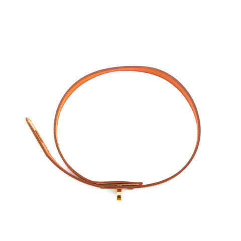 Hermes Hermes Leather Bracelet Duble Tour Kelly Bangle □ F Gravé 2002 VOIX WIFT ORANGE P14004