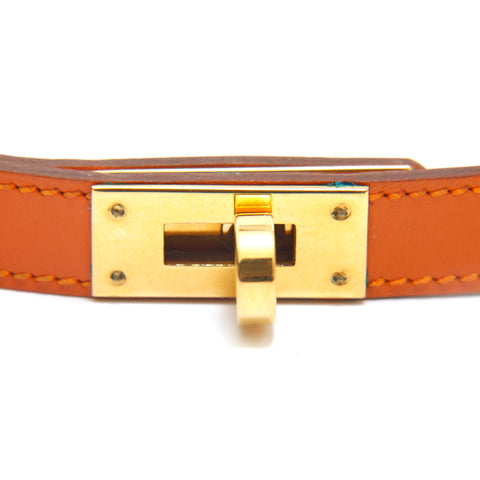 Hermes Hermes Leather Bracelet Duble Tour Kelly Bangle □ F Gravé 2002 VOIX WIFT ORANGE P14004