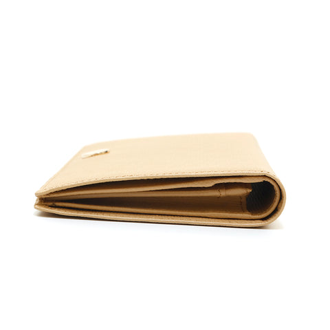 Chanel Wallet Coco Button Long Bi-Fold Beige Light Brown Women's