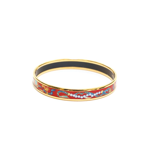 Hermes Hermes Emaille PM Bangle Gold x Red P14022