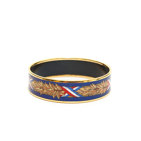 Hermes Hermes Emaille GM Bangle Gold x Blue P14029