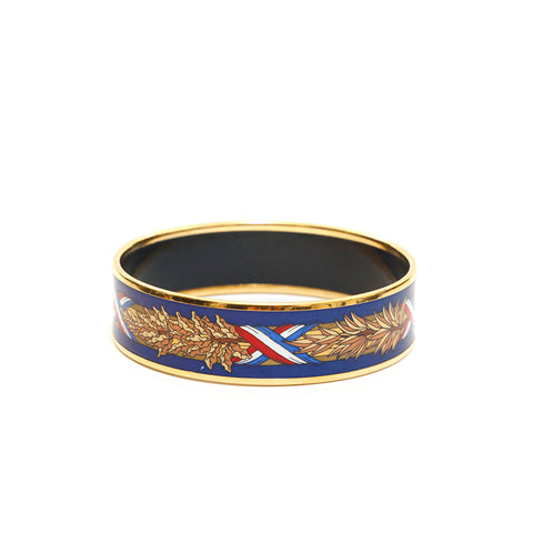 Hermes Hermes Emaille GM Bangle Gold x Blue P14029