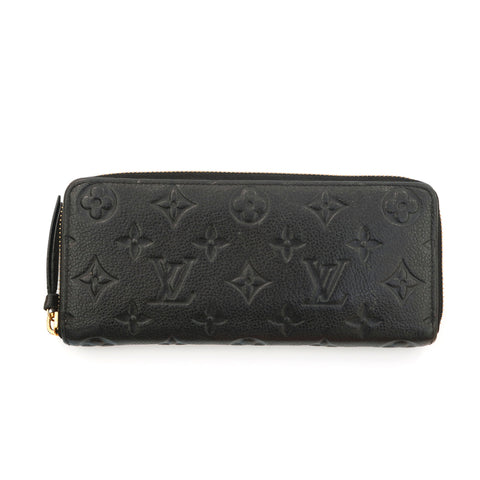 Louis Vuitton Zippy portefeuille monogramme Emplant Long Portefeuille en cuir noir P14032