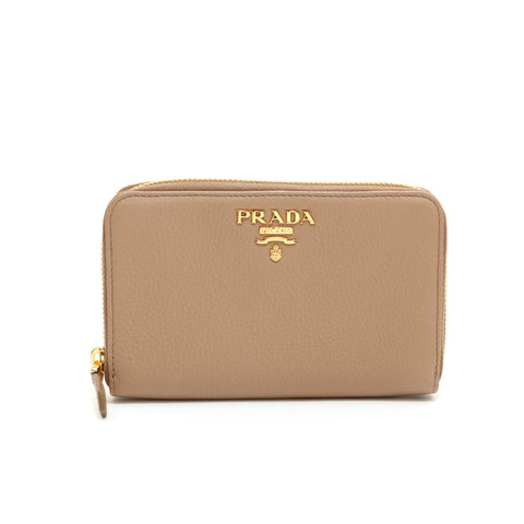 PRADA LOGO ROUNE RONDE BEUTLE BEIGE CUIR DE CUIR P14039
