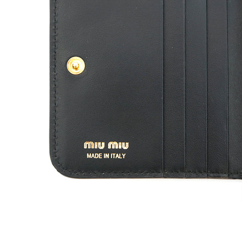 ミュウ ミュウ Miu Miu ロゴ 二つ折り財布 レザー ブラック P14040