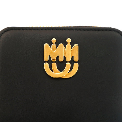 Miu Miu MIU MIU Logo Bi -fold Wallet Leather Black P14040