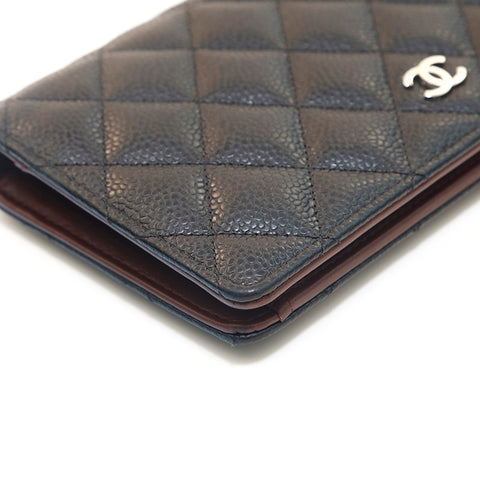 Chanel CHANEL Cabia Skin Matrasse Coco Mark Long Wallet Black P14050