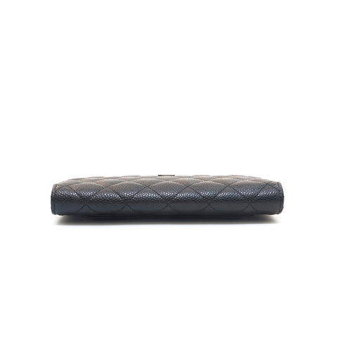 Chanel chanel cabia peau matrasse coco mark long portefeuille noir p14050