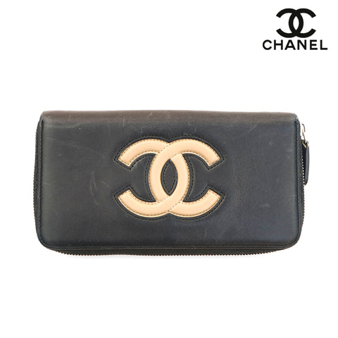 Chanel CHANEL Cocomark Long Wallet Leather Black P14052