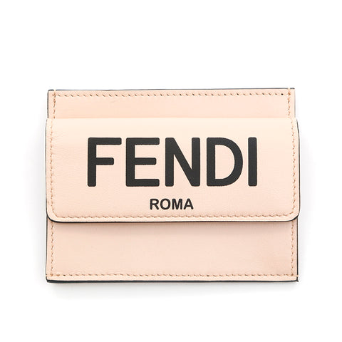 Fendi Fendi徽标硬币硬币盒盒皮革粉红色P14053