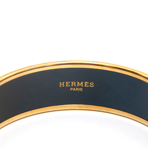 Hermes Hermes Emaille GM Bangle Gold x Blue P14059