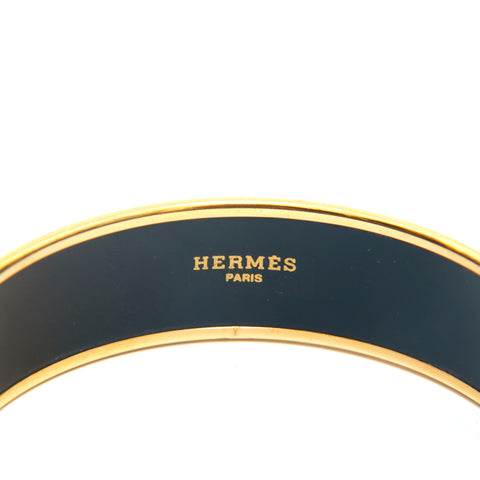 エルメス HERMES エマイユGM バングル ゴールド×ブラック P14061