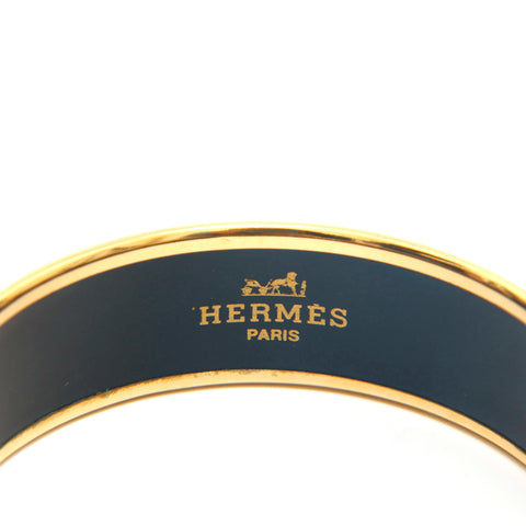 エルメス HERMES エマイユGM バングル ゴールド×ブルー P14062