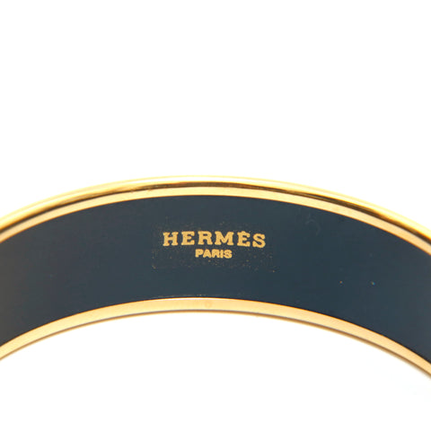エルメス HERMES エマイユGM バングル ゴールド×ブルー P14063