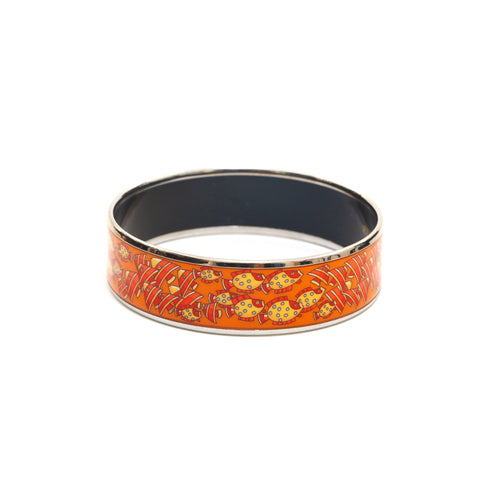 Hermes Hermes Emaille GM Bangle Silver x Orange P14067