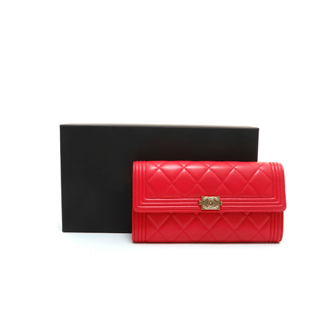 Chanel Chanel Ramskin Boy Channel Matlassse Long Wallet Pink P14091