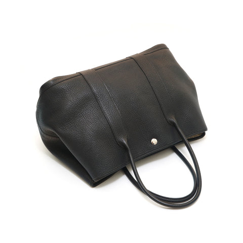 Hermes Garden Party Bag Togo Leather In Black