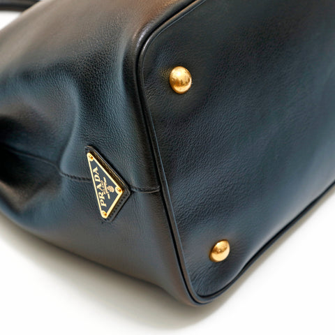 Prada PRADA Galleria Safiano 2WAY Shoulder Handbag Gray X Black
