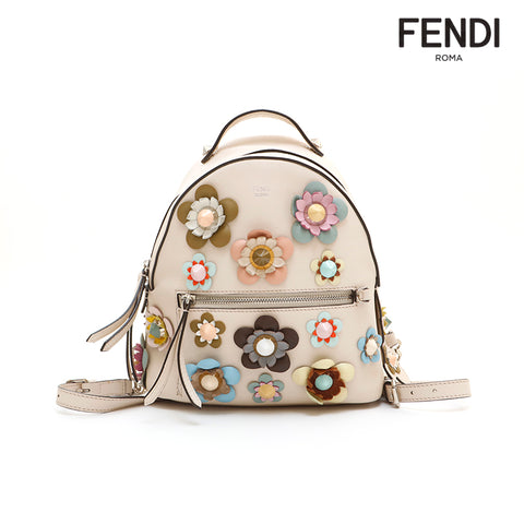 fendi mini backpack MONSTER 2018 print dyed sheep shearling (Spain) with leather trim Fendi FF Zucca Glazed Canvas