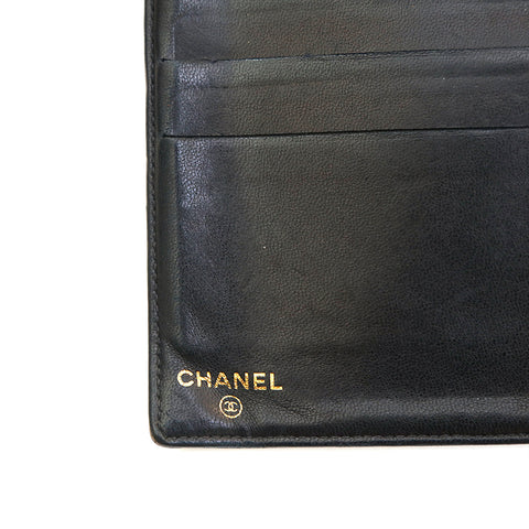 Chanel chanel cabia peau coco mark long portefeuille noir p14105