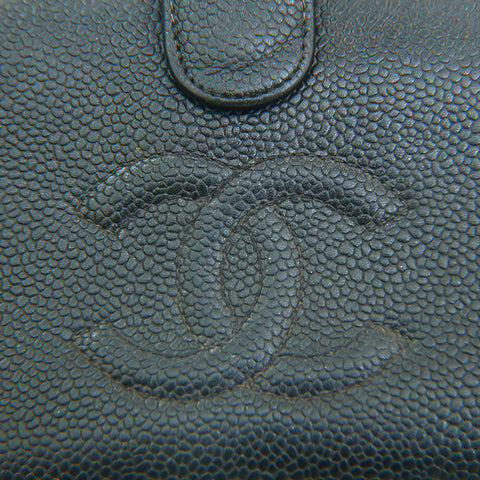 Chanel chanel cabia peau coco mark long portefeuille noir p14105