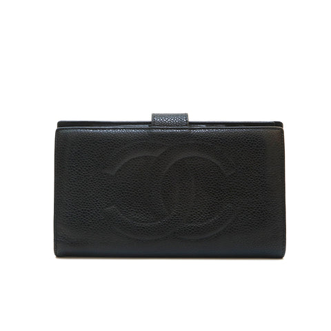 Chanel Chanel Cabiaskin Coco Mark Long Wallet Black P14106