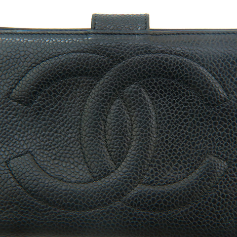 Chanel chanel cabaskin coco mark long portefeuille noir p14106