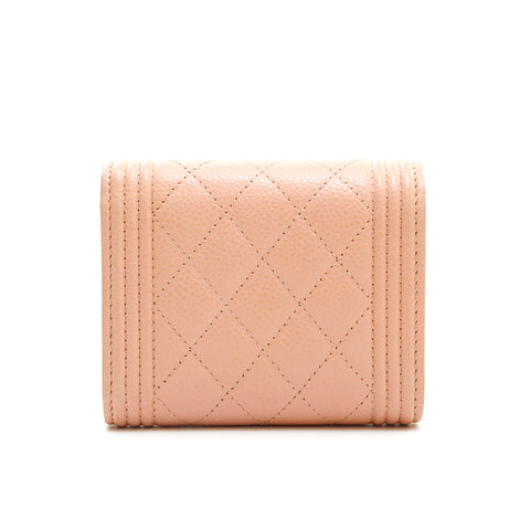 Chanel Chanel Cabia Skin Boy Channel Wallet Palk Pink P14114