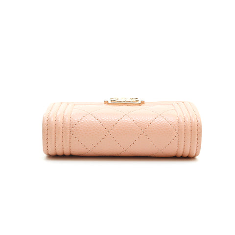 Chanel Chanel Cabia Skin Boy Channel Wallet Palk Pink P14114