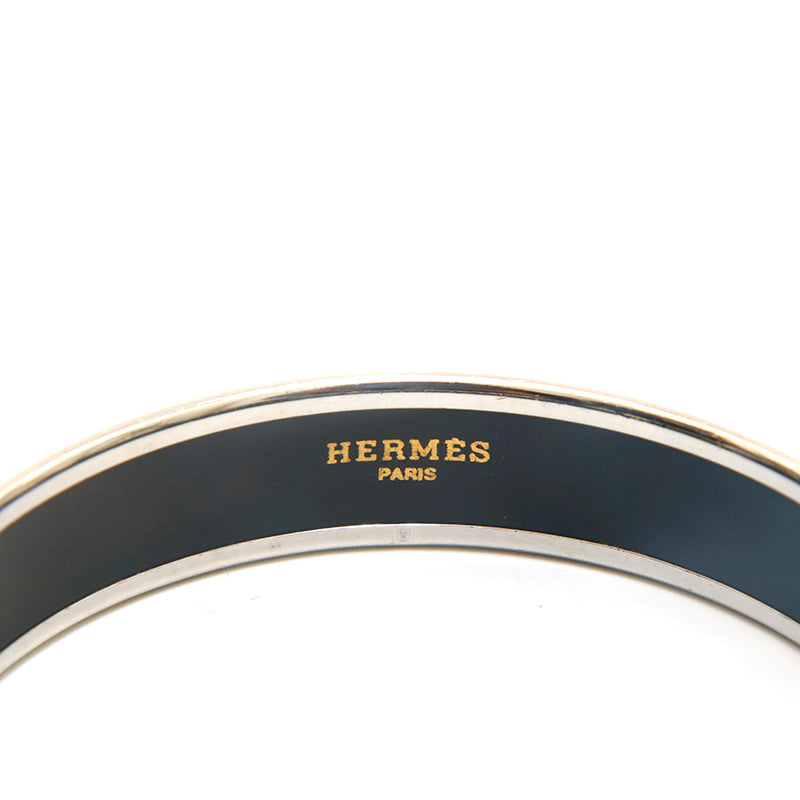 エルメス HERMES エマイユPM バングル ブラックxシルバー P14118
