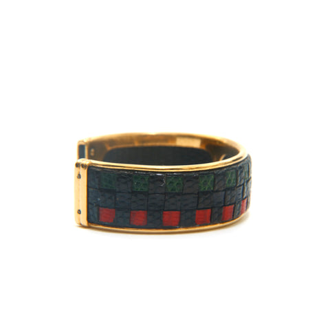 Hermes Hermes Leather Bangle Gold X Black P14121