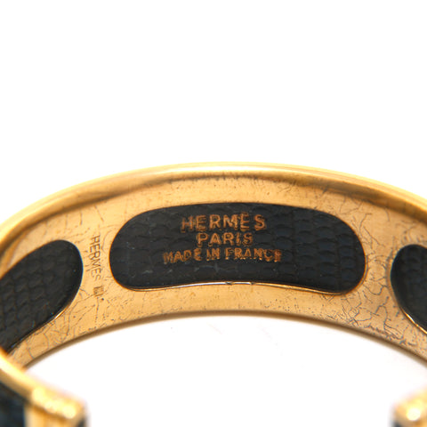 Hermes Hermes Leather Bangle Gold X Black P14121